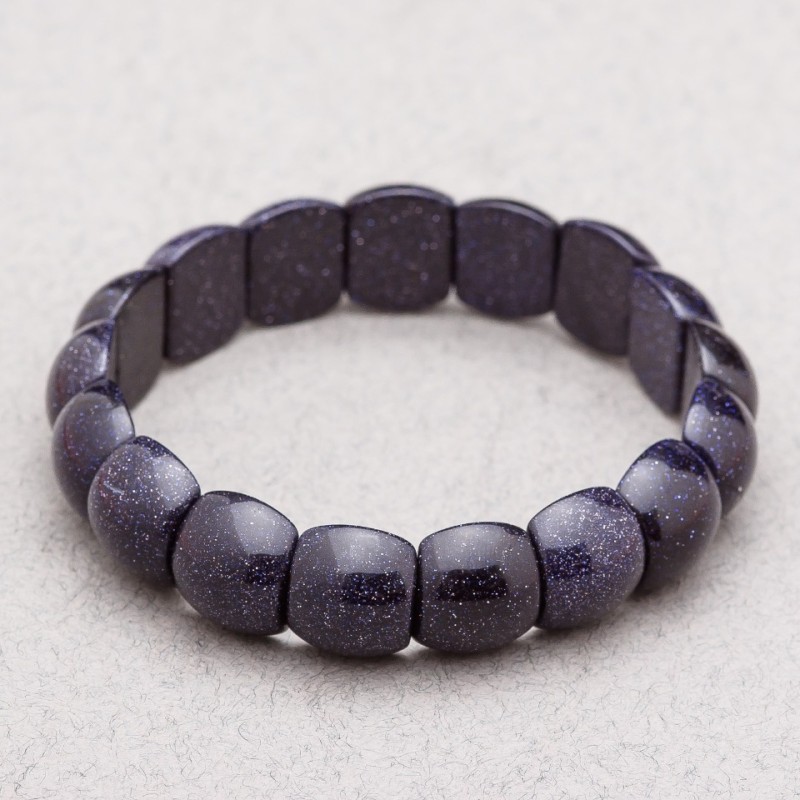 Bracelet with Aventurine Stone (synthetic) 'Blue Sand of Cairo Night' 15x12x7mm+