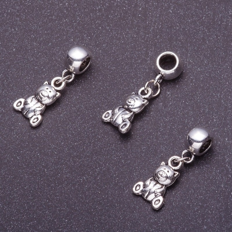 Bail with Pandora Bear pendant, 3 cm long, 5 pcs