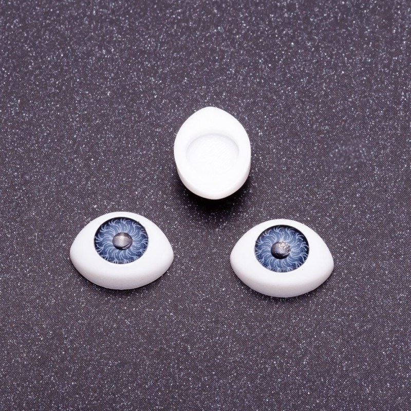 Fittings 'Lifelike Eyes' – Gray with pupil, 8mm diameter, 11×14mm size, packaging 50 pairs