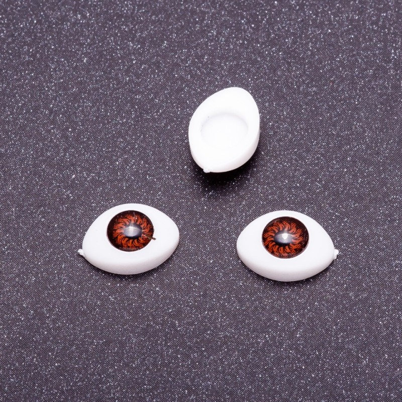 Live Eyes Fittings, Brown, Pupil, 6 mm Diameter, 8×12 mm Shape, 50 Pairs