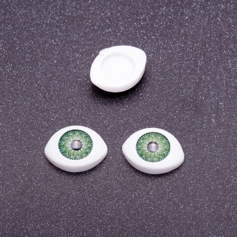 Fittings 'Living Eyes' pair, green pupil color, diameter 7mm, 10x13mm, packaging 50 pairs