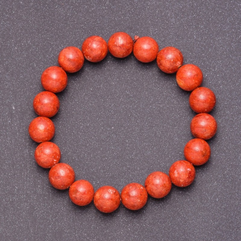 Bracelet made from natural sponge coral on an elastic band, 10 mm bead diameter, 18 cm length