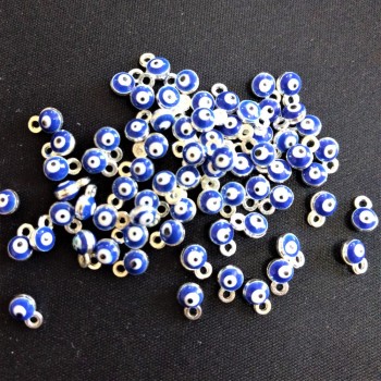 Pendant findings 'Eyes', 4mm diameter, 6mm length, gray enamel metal finish. 14 pcs