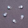 Pendant findings 'Eyes', diameter 4 mm, length 6 mm, blue enamel, gray metal finish. 14 pcs