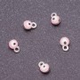 Discount! Eye Pendant Findings, diameter 4 mm, length 6 mm, pink enamel, gray metal finish, 14 pcs