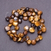 Tiger's Eye natural stone beads, faceted 'Butterfly', diameter 6-12 mm (+/-), thread length 40 cm