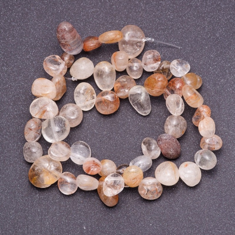 Beads of natural stone Quartz Rutilated - Assorted Faceted 'Butterfly', diameter 6–12 mm, 40 cm strand