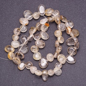 Beads of natural gemstone Hairy Quartz, butterfly-shaped, diameter 9 mm (+/-), thread length 40 cm