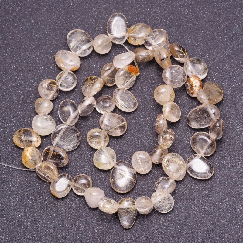 Beads of natural gemstone Hairy Quartz, butterfly-shaped, diameter 9 mm (+/-), thread length 40 cm