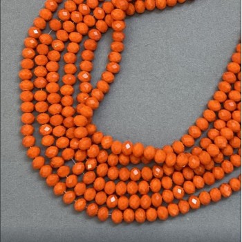Matte Czech Crystal Beads – Orange-Red-Orange, Faceted Rondelle, 6 mm Diameter, 45 cm Strand