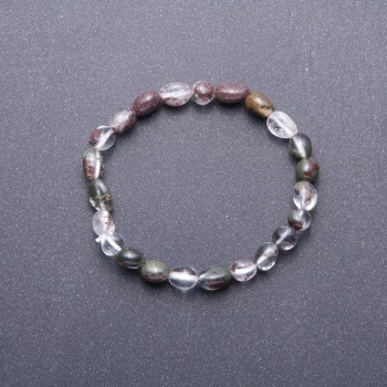 Bracelet with natural moss agate beads, 6 mm diameter (±), 18 cm circumference on elastic cord