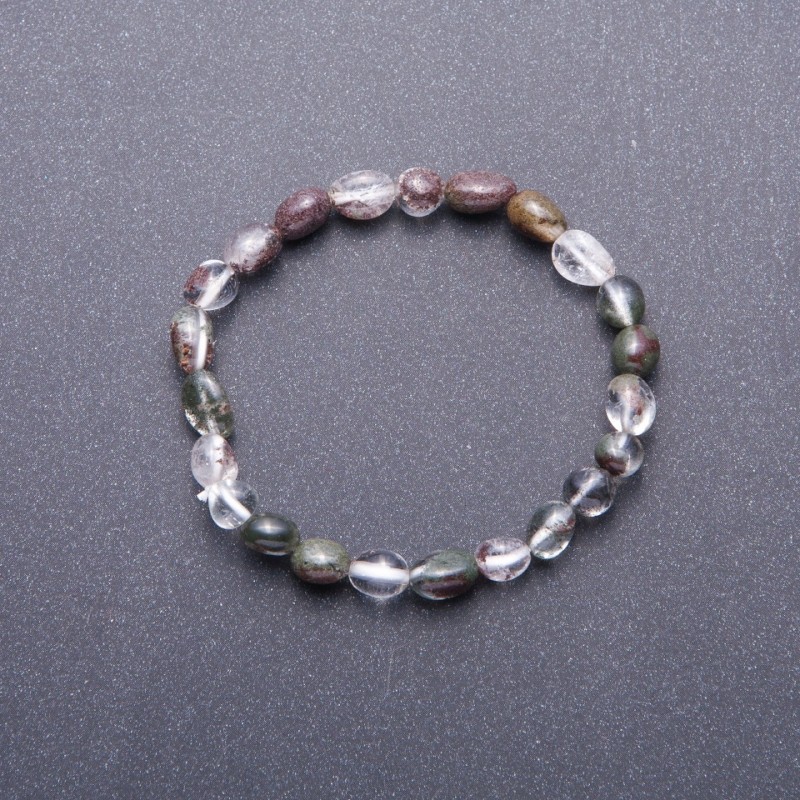 Bracelet with natural moss agate beads, 6 mm diameter (±), 18 cm circumference on elastic cord