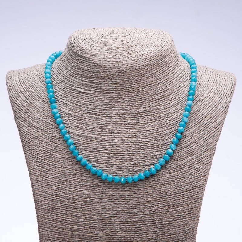 Necklace made of natural stone "Aquamarine" (imitation) faceted rondelle, diameter 6x4 mm, length 50 cm