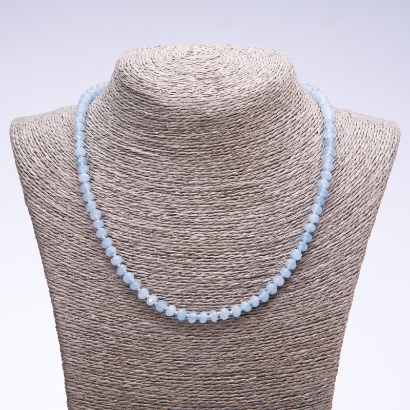 Gemstone necklace 'Aquamarine' (imitation) faceted rondelle, diameter 6x4 mm, length 50 cm