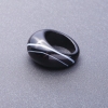 Ring with natural agate, black-and-white, 19–20 mm