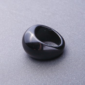 Black Agate Ring, natural stone, size 19
