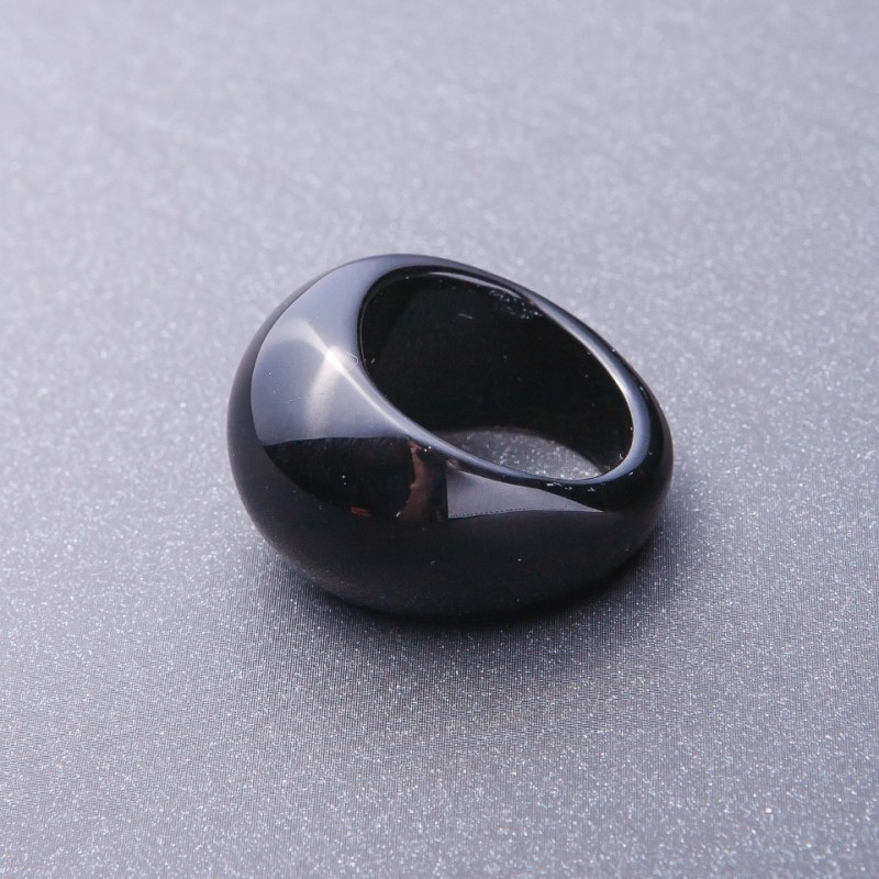 Black Agate Ring, natural stone, size 19