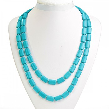 Turquoise Necklace Rectangular 12×18 mm, length 114 cm
