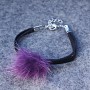 Purple faux leather bracelet with natural fur