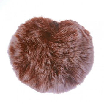 Discount! Elastic fur pom-pom keychain on elastic band, 5 cm brown
