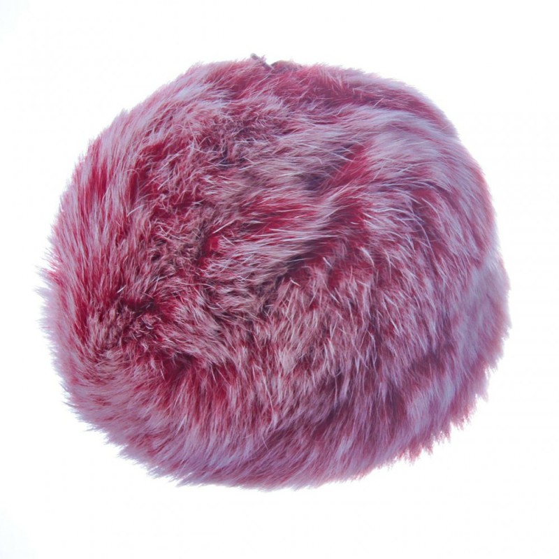 Discount! Purple fur pom-pom keychain on elastic, 5 cm