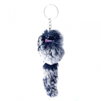 Discount! Elastic fur pom-pom keychain on an elastic band, natural fur, furry creature, 15 cm
