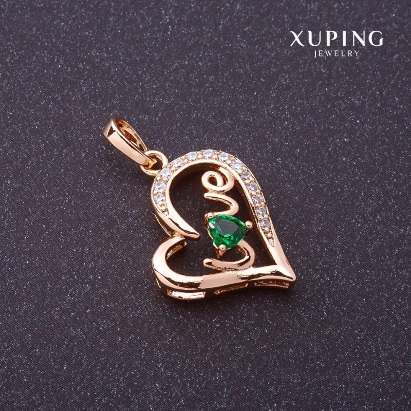Discount! Xuping Love pendant with green stone color "gold" 27x16mm