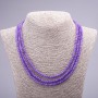 Triple-strand Amethyst Necklace (name ) with natural stone faceted bead, 4 mm diameter, 47 mm length