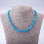 Necklace with natural-toned stone 'Aquamarine' (named after) faceted bead, 6 mm diameter, 45 cm long