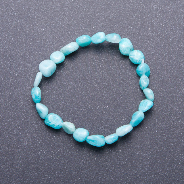 Natural Amazonite Bracelet, faceted, 7 mm diameter (+/-), 18 cm circumference on elastic