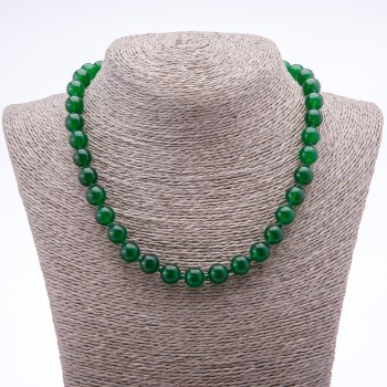 Natural Chrysoprase Necklace with smooth beads, length 45 cm, diameter 10 mm