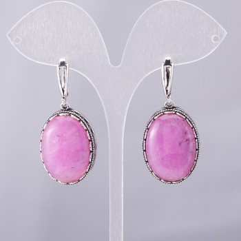 Earrings "Amethyst" (named) prong setting, oval-shaped stone 2.7×2.0 cm, length 4.5 cm