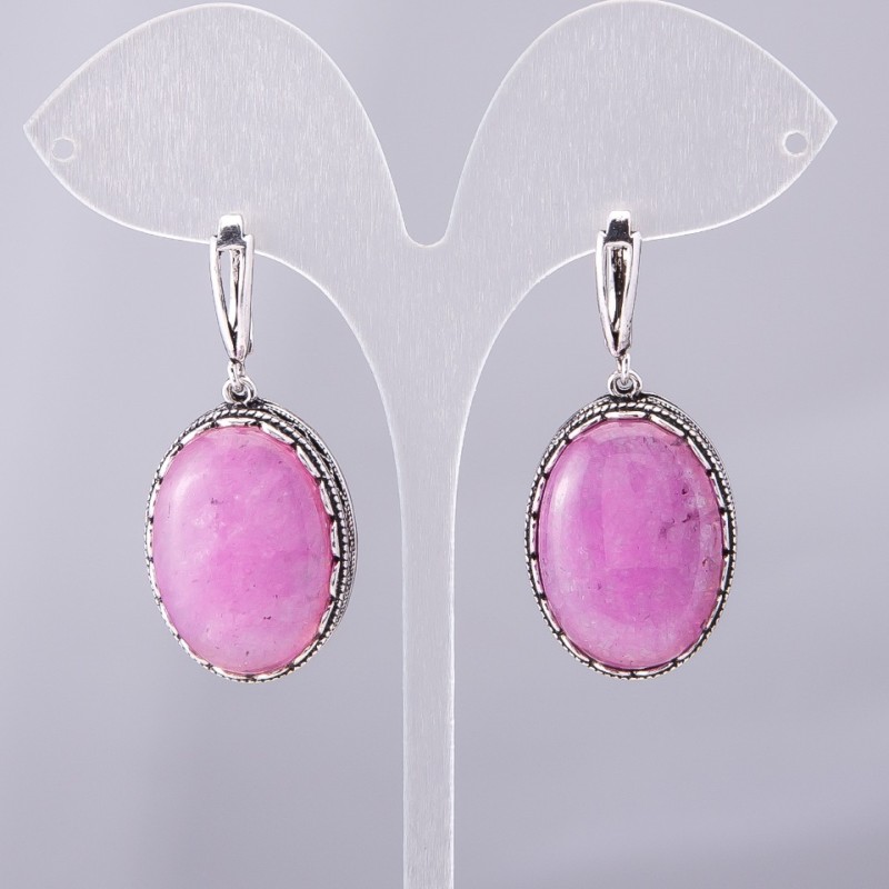 Earrings "Amethyst" (named) prong setting, oval-shaped stone 2.7×2.0 cm, length 4.5 cm
