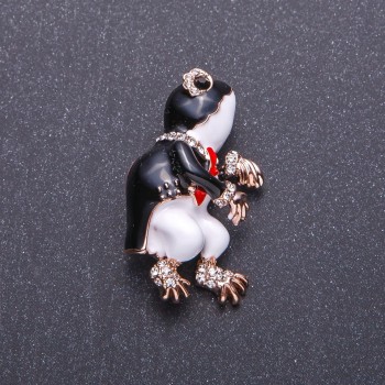 Sale! Frog Conductor in a Tuxedo Brooch, gold-tone, 3.5 × 2 cm