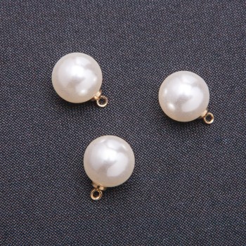 Pendant finding 'Pearl' (plastic), diameter 13mm, pack of 10 pcs