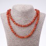 Long Carnelian Necklace with Natural Stone, Smooth Round Beads, 8 mm Diameter, 120 cm Length