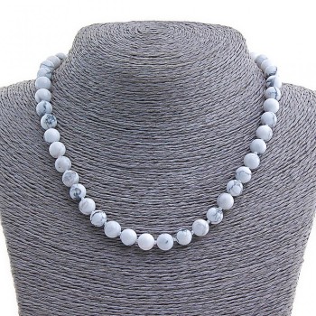 Chalcedony Necklace, Natural Stone, 8 mm Beads, 46 cm Length