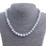 Chalcedony Necklace, Natural Stone, 8 mm Beads, 46 cm Length