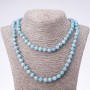 Long Aquamarine Gemstone Necklace with Smooth Beads, 8 mm Diameter, 110 cm Long