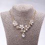Evening Necklace with White Crystals 'Precious Flowers', Length 42-49 cm