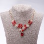 Evening Necklace with Red Crystals 'Precious Flowers', length 42-49 cm
