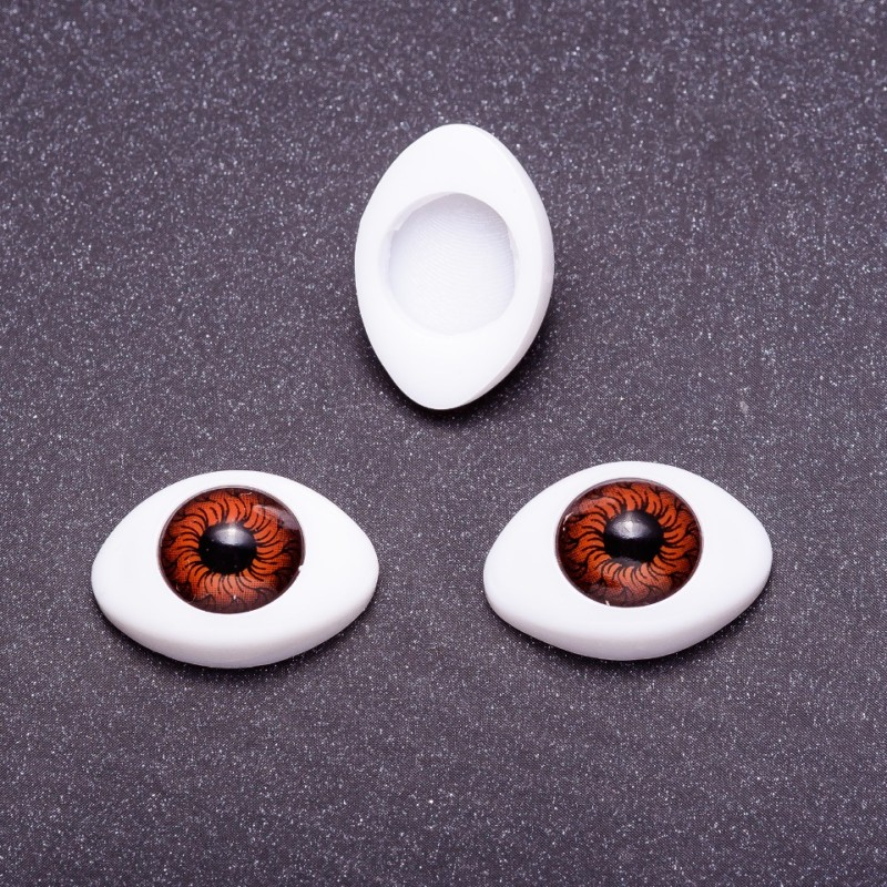 Fittings 'Live Eyes' pair, brown pupils, 10mm diameter, 19x14mm size, 20 pairs