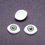 Live Eyes Findings, pair, green iris, 6 mm diameter, 8×12 mm oval, 50 pairs