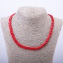 Coin-shaped Coral Necklace with Scale Texture, 8mm Bead Diameter, 45cm Length