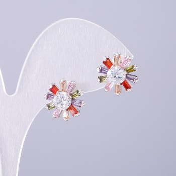 Earrings with Multicolored Crystals, 13mm