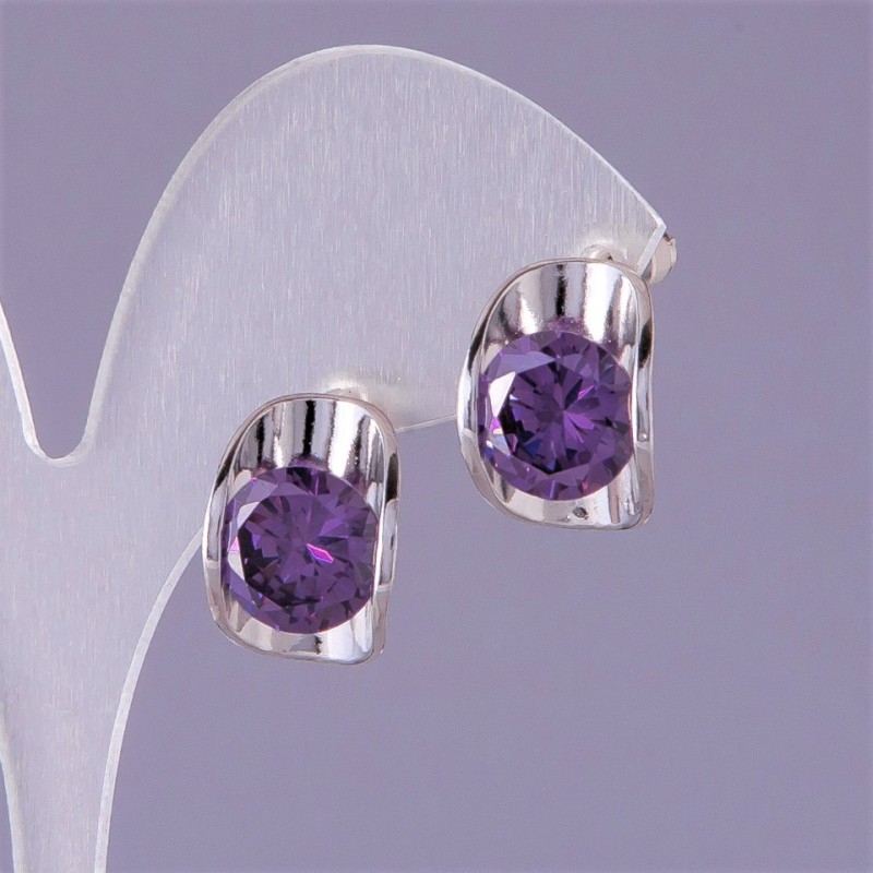 Oval Lavender Crystal Earrings 12x16 mm