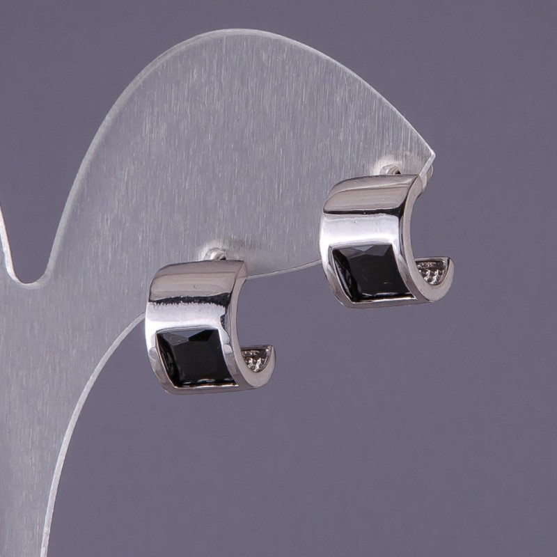 Earrings with black crystals 13x9mm