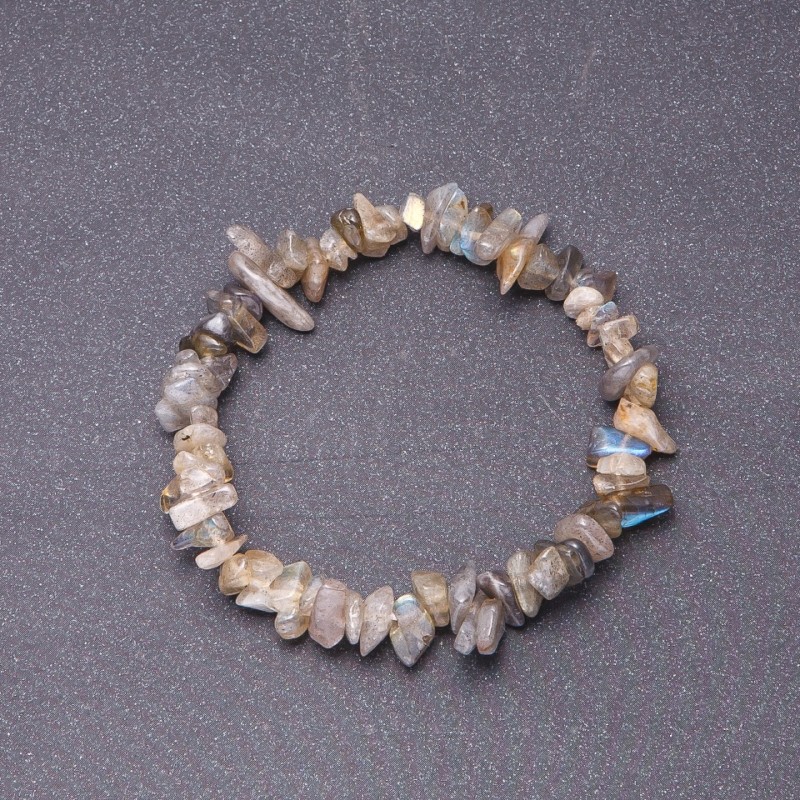 Labradorite natural stone bracelet with chip beads, 7mm diameter on elastic
