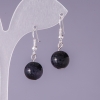 Earrings Aventurine Stone Blue Sand Cairo Night Smooth Ball, 12 mm Diameter, 3 cm Length
