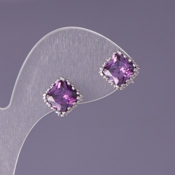 Earrings with Lavender Crystals 10x10 mm